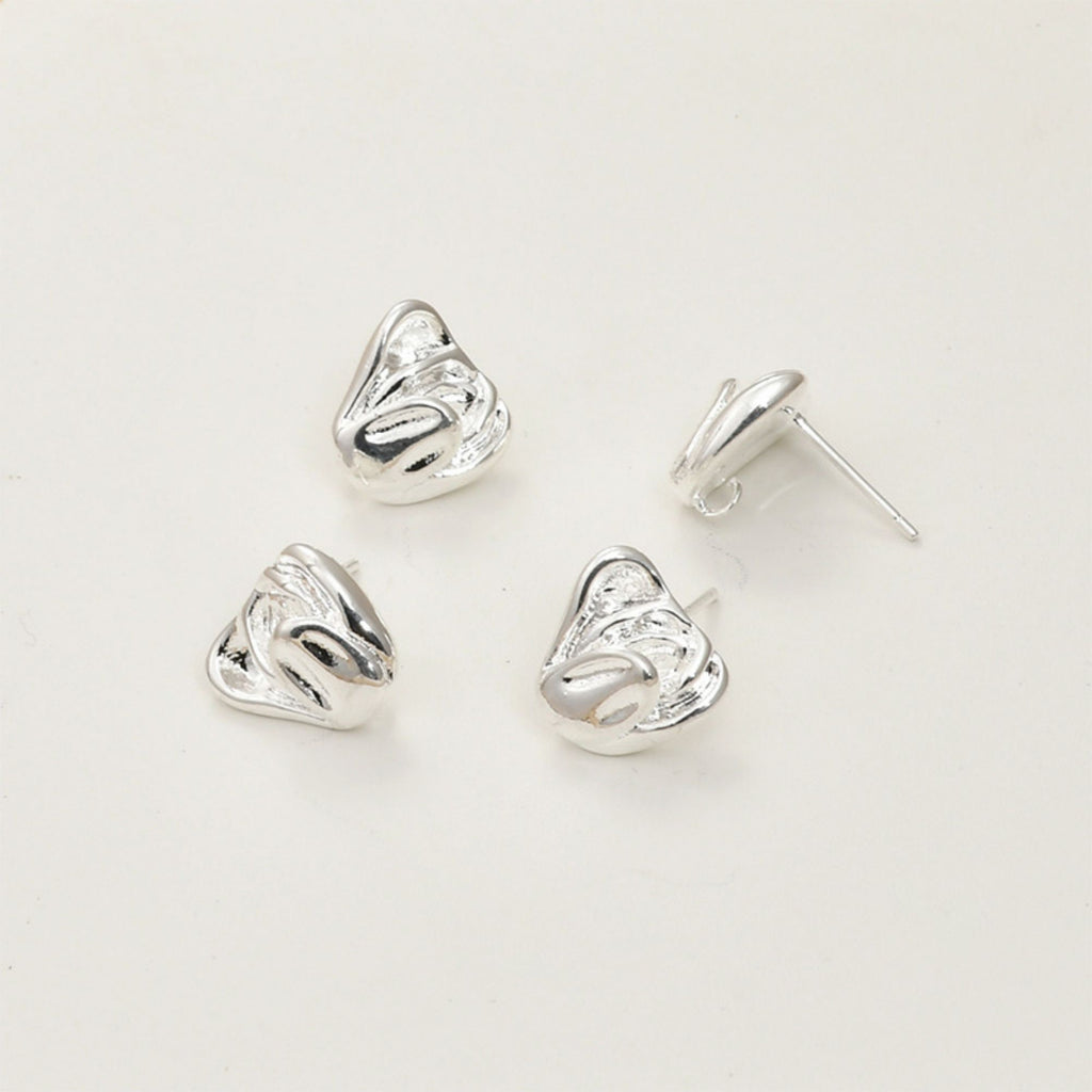 Poste para pendientes con forma de flor de tulipán, pendiente de botón de latón chapado en oro auténtico de 14 quilates con aro, sin níquel, fornitura para pendientes LL173-D