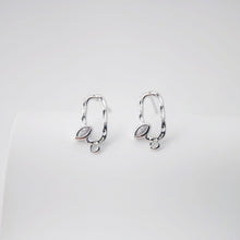 Load image into Gallery viewer, 18K Gold Oval Post With Loop, CZ Pave, S925 Silver Pin, 14.5*8mm, Stud Earring Nickel Free, Hypoallergenic Earring Findings D0232