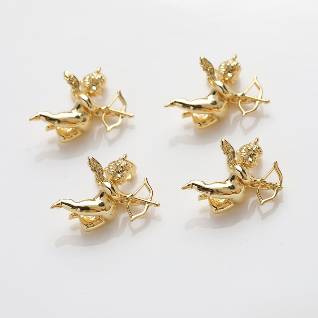 Angel Charms, 14K Gold Plated Cupid pendants for Necklace and Bracelet, Jewelry Findings GZ400