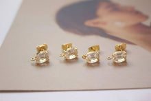 Load image into Gallery viewer, Rectangle Ear Post with Loops, Nickel Free, Micro CZ Pave, 18K Gold Plated Stud Earring Finding BB031-F237