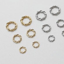Load image into Gallery viewer, 10pcs Twisted Closed Jump Rings for Jewelry Making, Thickened Gold Plated, 6mm,8mm,9.4mm Round Connectors, Jewelry Finding GT022