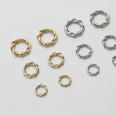 10pcs Twisted Closed Jump Rings for Jewelry Making, Thickened Gold Plated, 6mm,8mm,9.4mm Round Connectors, Jewelry Finding GT022