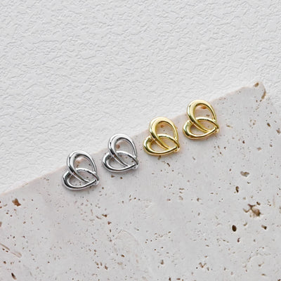 قرط على شكل قلب غير منتظم، ذهب/فضة عيار 18 قيراط، قرط من الفضة الإسترليني S925 خالٍ من النيكل، قرط على شكل قلب D0363