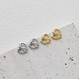 قرط على شكل قلب غير منتظم، ذهب/فضة عيار 18 قيراط، قرط من الفضة الإسترليني S925 خالٍ من النيكل، قرط على شكل قلب D0363