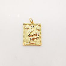 Load image into Gallery viewer, Gold Evil Eye Card Charms, Micro CZ Pave Moon and Star Pendant, Amulet Charm 18K Gold Plated, Necklace Making Charms, Jewelry Findings S1011
