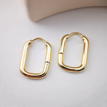 Load image into Gallery viewer, Gold U Shape Hoop Earring, 26.4*18.3mm, 18K Gold Plated Leverback Earrings, Huggie Hoops Earring D0123