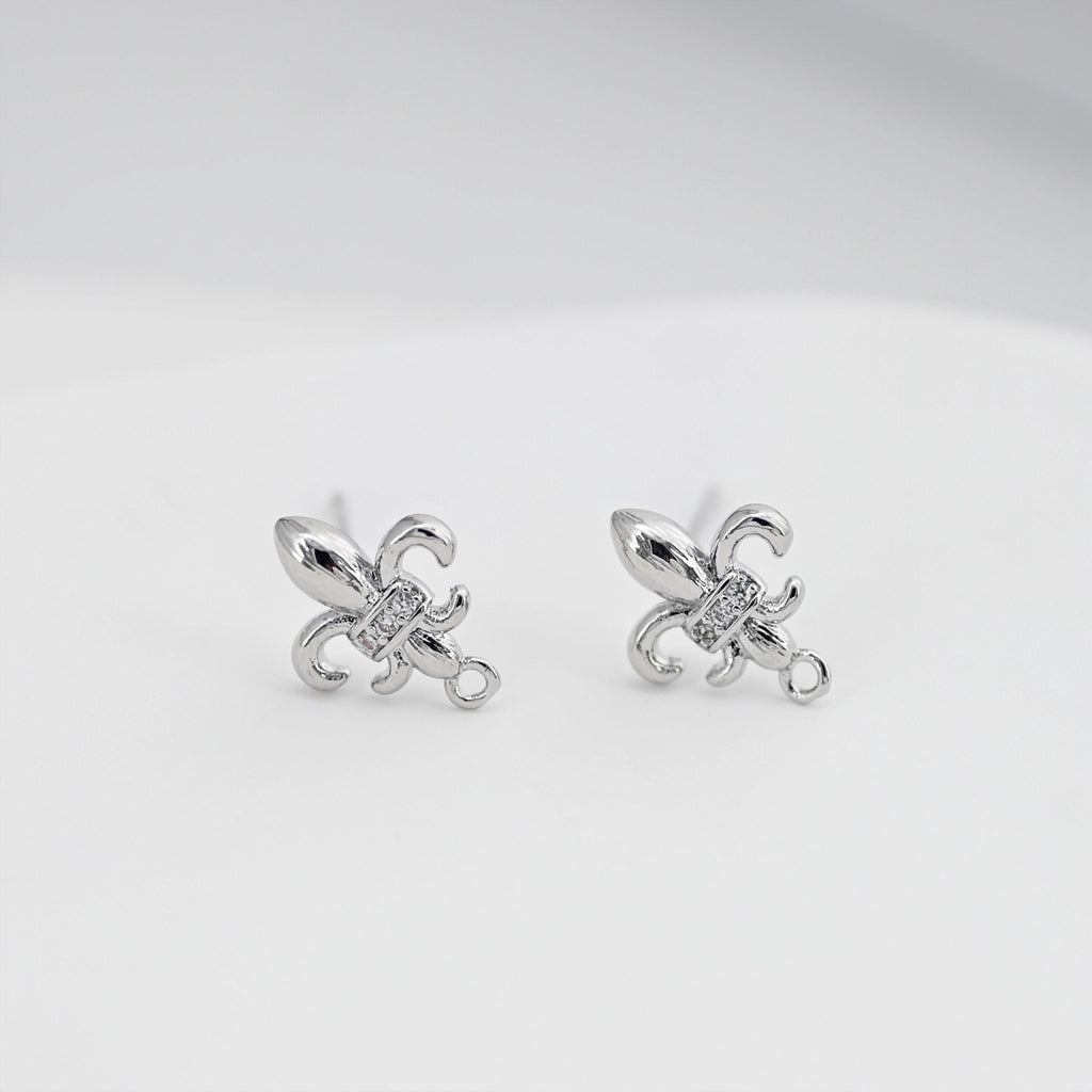 Cubic Zirconia Chili Post Earrings, Gold Plated Earring Post with Loop, Hypoallergenic, Handmade Earring Finding,DIY Earring Supplies D0425