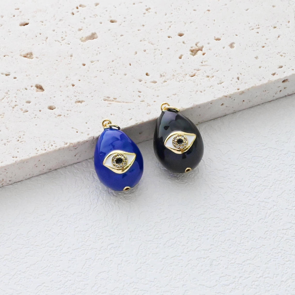 Colgante de huevo jumbo esmaltado 3D, huevo de mal de ojo, huevo azul oscuro, huevo negro, chapado en oro de 18 quilates, colgante para pulsera, collar, accesorios de joyería S1300