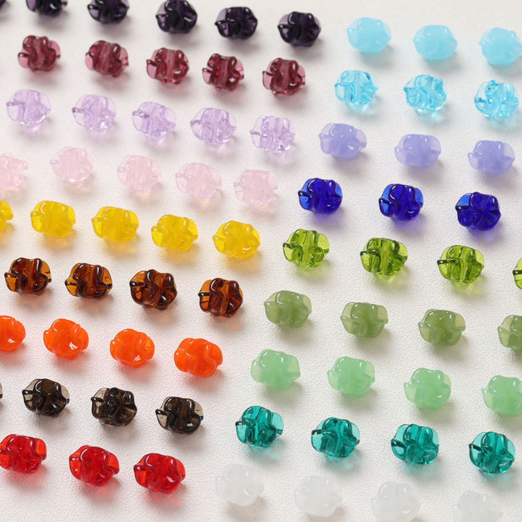Irregular Flower Glazed Beads, Spacer Beads, 15x11mm, Crystal Glass Loose Beads for Jewelry Making, DIY Beads Finding GT071