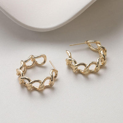 C Shape Earrings Post With Loop, 14K Gold/Silver Plated, S925 Silver Ear Pin Nickel Free Earrings, Twist Wrap, Earring Findings GZ716