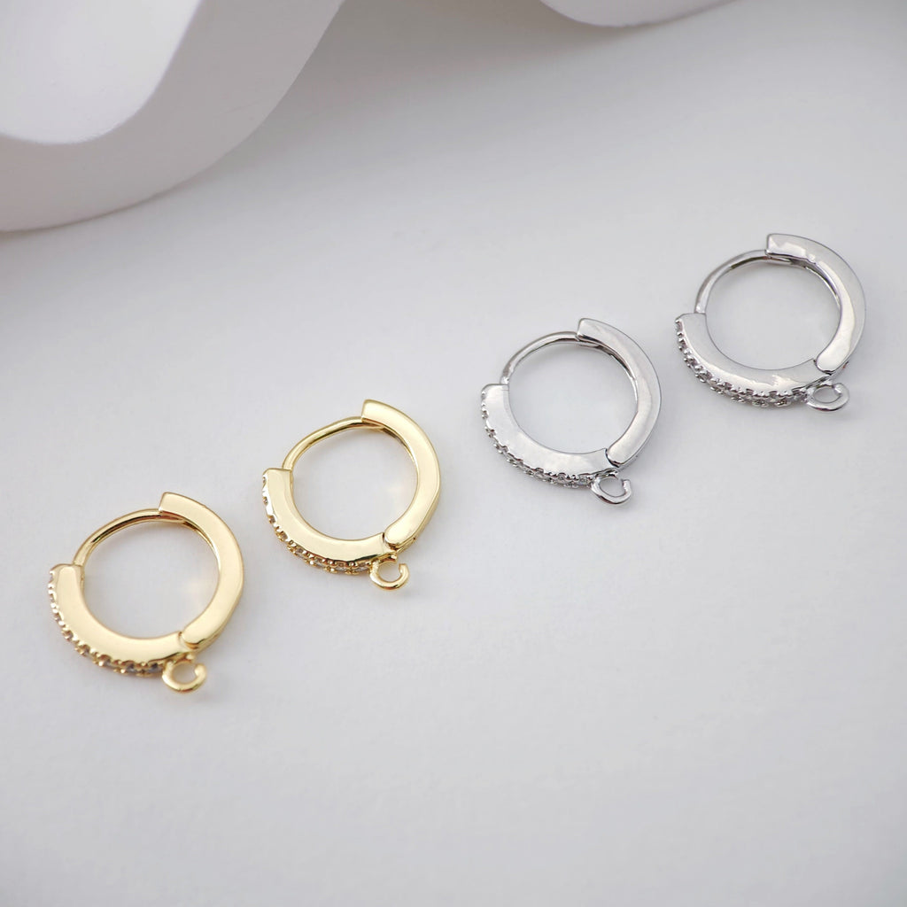 أقراط دائرية مرصعة بأحجار الزركونيا المكعبة، أقراط دائرية مطلية بالذهب مع حلقة، نتائج أقراط دائرية من صنعك، لوازم أقراط يدوية الصنع D0109