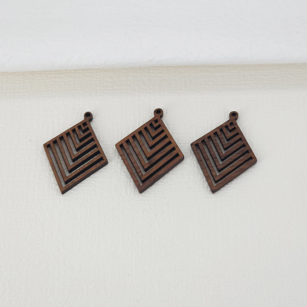 2PCS Rhomboid Wood Charms, Drop Wooden Pendant, Reclaimed Walnut Wood, Geometric Statement Wood Earrings Diy Ideas JT960