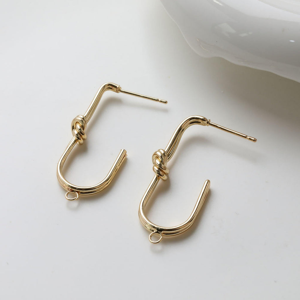 Gold Knot Earring Post, S925 Silver Ear Pin, Nickel Free Earrings, 14K Ear Stud, Tie The Knot Earring Findings GZ746