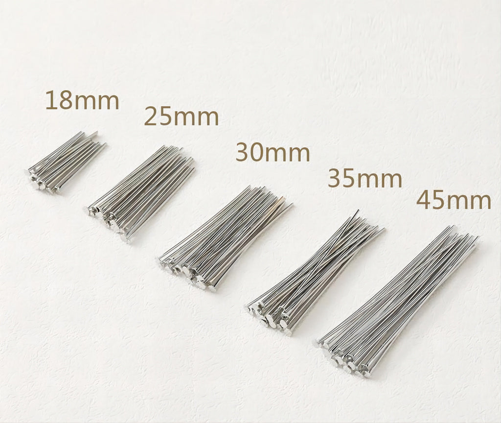 100pcs Head Pins, 14K Gold Plated, 22/25Gauge, 18mm, 25mm, 30mm, 35mm, 45mm, Component for Jewelry Making Findings GD008