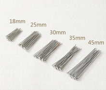 Load image into Gallery viewer, 100pcs Head Pins, 14K Gold Plated, 22/25Gauge, 18mm, 25mm, 30mm, 35mm, 45mm, Component for Jewelry Making Findings GD008