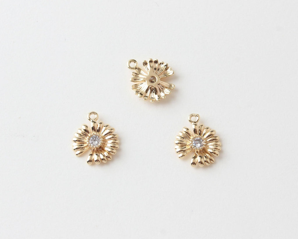 Flower Charm, 18K Gold Plated, Flower Pendant, Necklace Earring Making Charms, 18mm, Jewelry Findings ZZ084