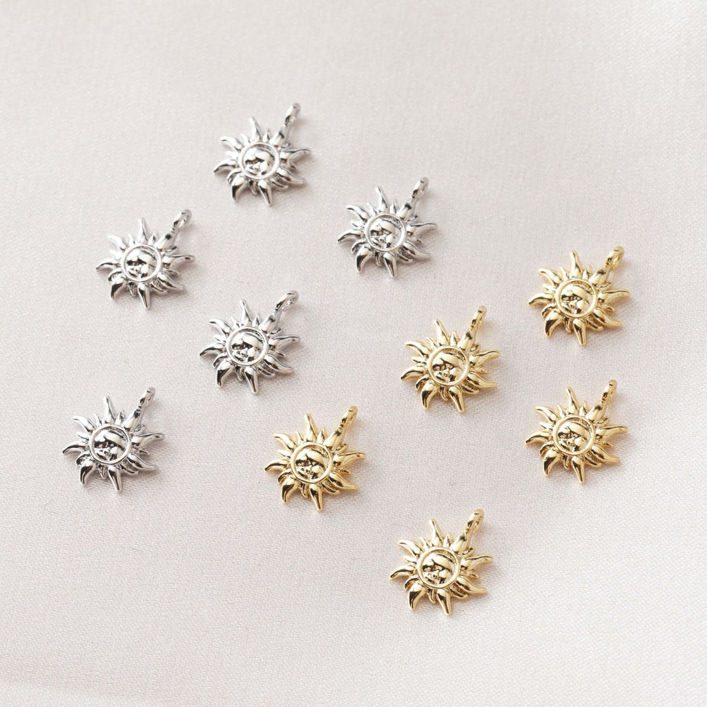 Little Sun Charm, Sun Pendant, 18K Gold Plated, Necklace Making Charm, Jewelry Findings GZ318