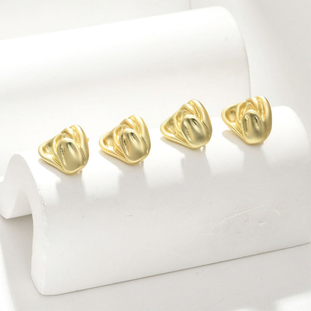 Poste para pendientes con forma de flor de tulipán, pendiente de botón de latón chapado en oro auténtico de 14 quilates con aro, sin níquel, fornitura para pendientes LL173-D