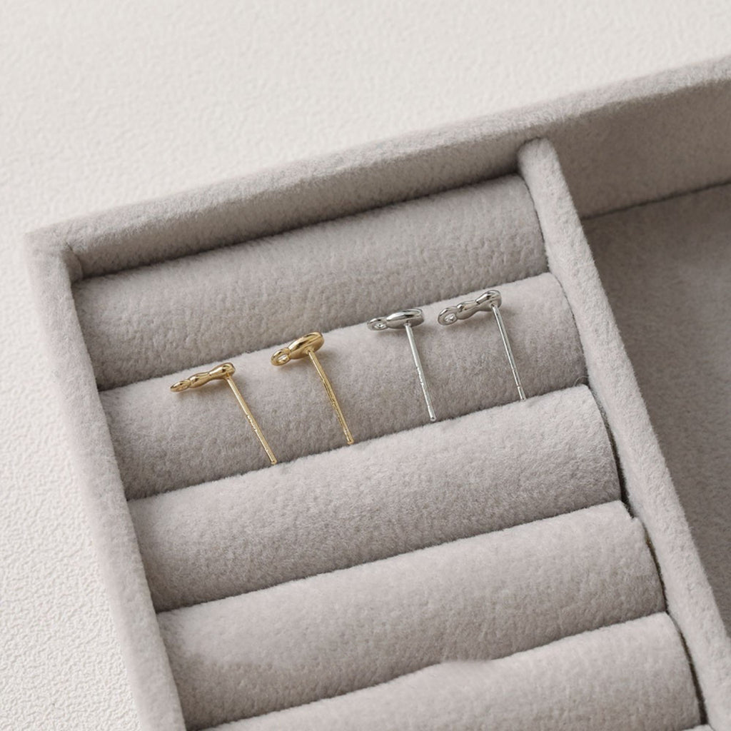 Tiny Drop Ear Post With Loop, S925 Silver Ear Pin Nickel Free Earrings, Gold/Silver Ear Stud, Hypoallergenic Earring Findings BB023