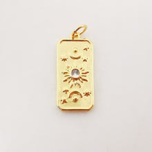 Load image into Gallery viewer, Gold Tarot Card Charms, Micro CZ Pave Hand/ Sun/ Rose Pendant, Amulet Charm 18K Gold Plated, Necklace Making Charms, Jewelry Findings S1094