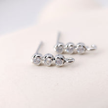 Load image into Gallery viewer, Tiny Ear Post with Loops, S925 Silver Ear Pin Nickel Free, Micro CZ Pave, 13.2*3.5mm, 18K Gold Plated Stud Earring Finding S1193