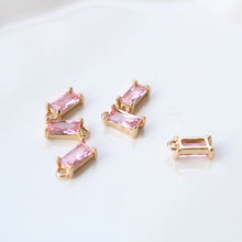 Load image into Gallery viewer, 10pcs Rectangular Charm, Cubic Zircon Crystal Pendant, Bracelet Necklace Pendant, 14K Real Gold Plated, Jewelry Findings HL070-F132