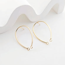 Load image into Gallery viewer, 14K Gold U Shape Earring Post With 2 Loops, Arch Ear Studs, Nickel Free Earrings, Hypoallergenic Earring Findings ZX302