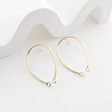 14K Gold U Shape Earring Post With 2 Loops, Arch Ear Studs, Nickel Free Earrings, Hypoallergenic Earring Findings ZX302