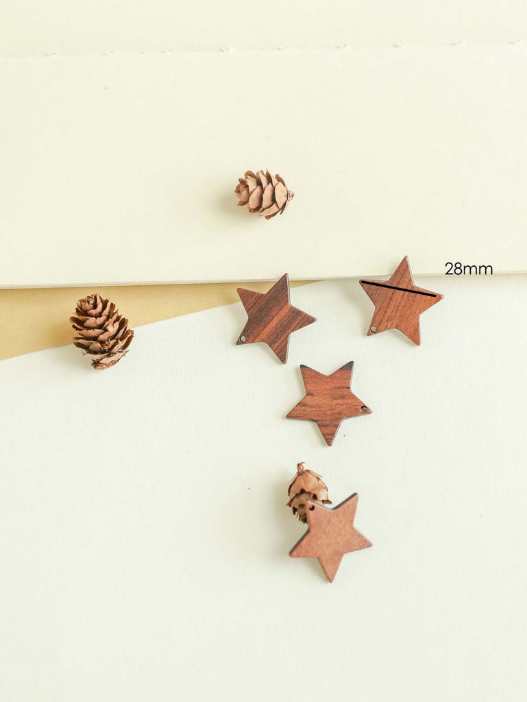 10PCS Star Openwork Geometric Wooden Pendant, Necklace Making Findings JT077