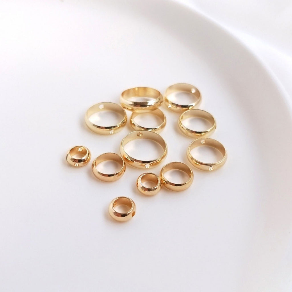 10 قطع - إطارات خرز دائرية تناسب خرز 4 مم، 6 مم، 8 مم، 10 مم، مطلية بالذهب عيار 18 قيراطًا، خرز متباعد دقيق، إطارات خرز، العثور على المجوهرات S1056