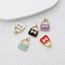 Cargar imagen en el visor de la galería, Colgante para bolso con pavé de circonitas cúbicas, bonitos dijes esmaltados para bolso, dijes chapados en oro de 18 quilates, fabricación de pulseras y collares, accesorios de joyería S1374