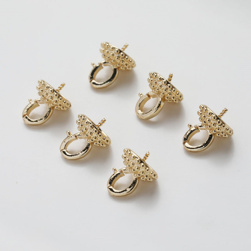 Beads Caps with Clasps, Peg Bail Caps, 18K Gold Plated, With Loop, 9.4*12.2mm, Pearl Bead Caps, Jewelry Making GE114