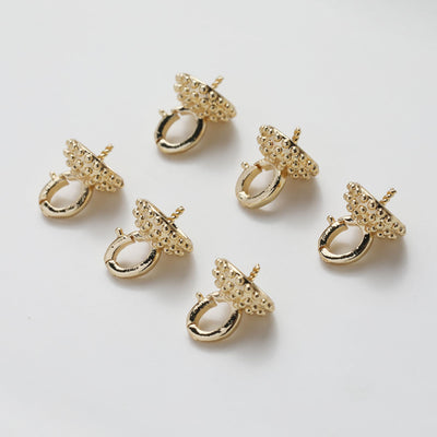 Beads Caps with Clasps, Peg Bail Caps, 18K Gold Plated, With Loop, 9.4*12.2mm, Pearl Bead Caps, Jewelry Making GE114