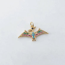 Load image into Gallery viewer, Dinosaur Pendant Collection, Animal Pendant, Rainbow CZ Pave Pendant, 18K Gold Plated Pendant, Jewelry Findings S20623