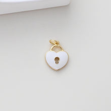 Load image into Gallery viewer, Enameled Heart Lock Pendant, Heart Lock Charm, 18K Gold Plated Necklace Making Pendant, Love Lock Pendant, Jewelry Findings S1308