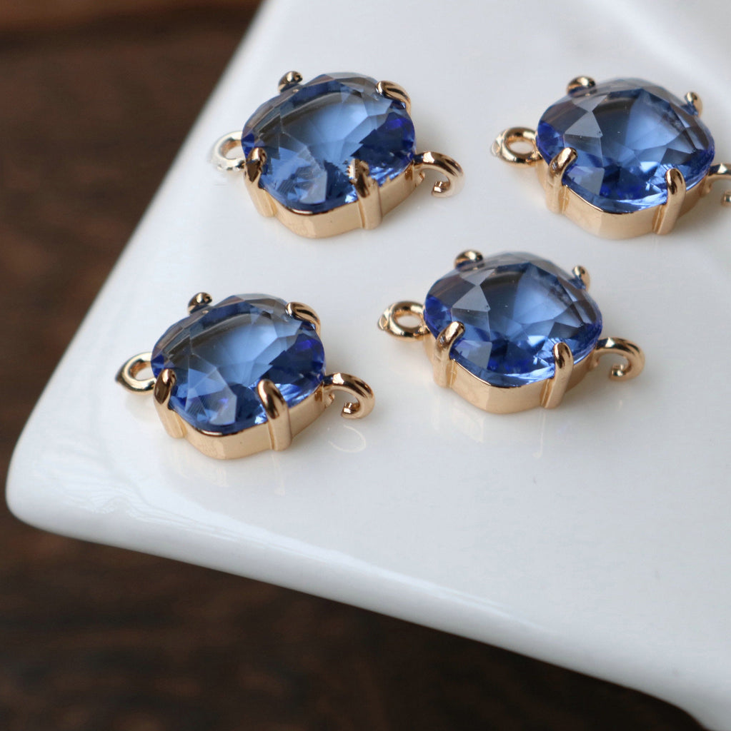 Round Shaped Crystal Connector, Glass Charm, 14K Gold Plated, Jewelry Making Findings HL045-F243