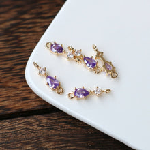 Load image into Gallery viewer, 10pcs- Crystal Teardrop Charms, 8 colors You Choose, 14K Gold Plated Teardrop Pendant, 5*17mm, Jewelry Findings HL107-F101