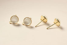 Load image into Gallery viewer, Faux Opal Stud Earring Post, Dainty 14K Gold Plated, Round Stud Earring With Loop, S925 Silver Ear Pin, Ear Post,Earring Finding GZ204