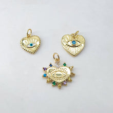 Cargar imagen en el visor de la galería, Dije de ojo malvado en forma de corazón, colgante de ojo esmaltado bañado en oro de 18 quilates, dije para hacer collares, accesorios de joyería S20624