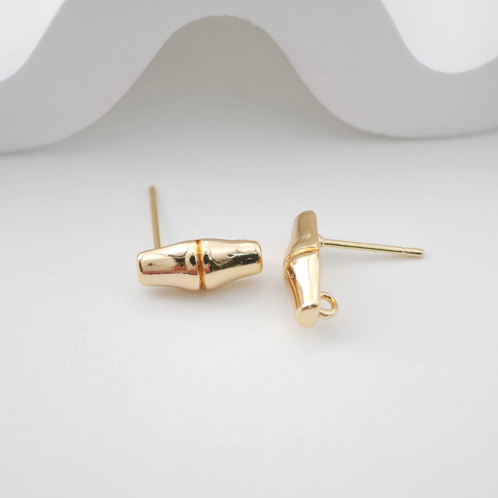 Gold Bamboo Earring Post With Loop, Bamboo Stud Earring Nickel Free, Hypoallergenic Earring Findings ZX176