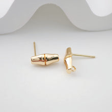 Load image into Gallery viewer, Gold Bamboo Earring Post With Loop, Bamboo Stud Earring Nickel Free, Hypoallergenic Earring Findings ZX176