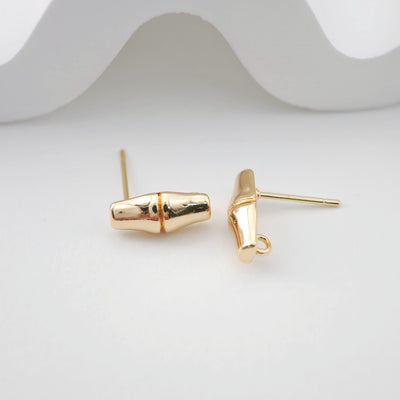 Gold Bamboo Earring Post With Loop, Bamboo Stud Earring Nickel Free, Hypoallergenic Earring Findings ZX176