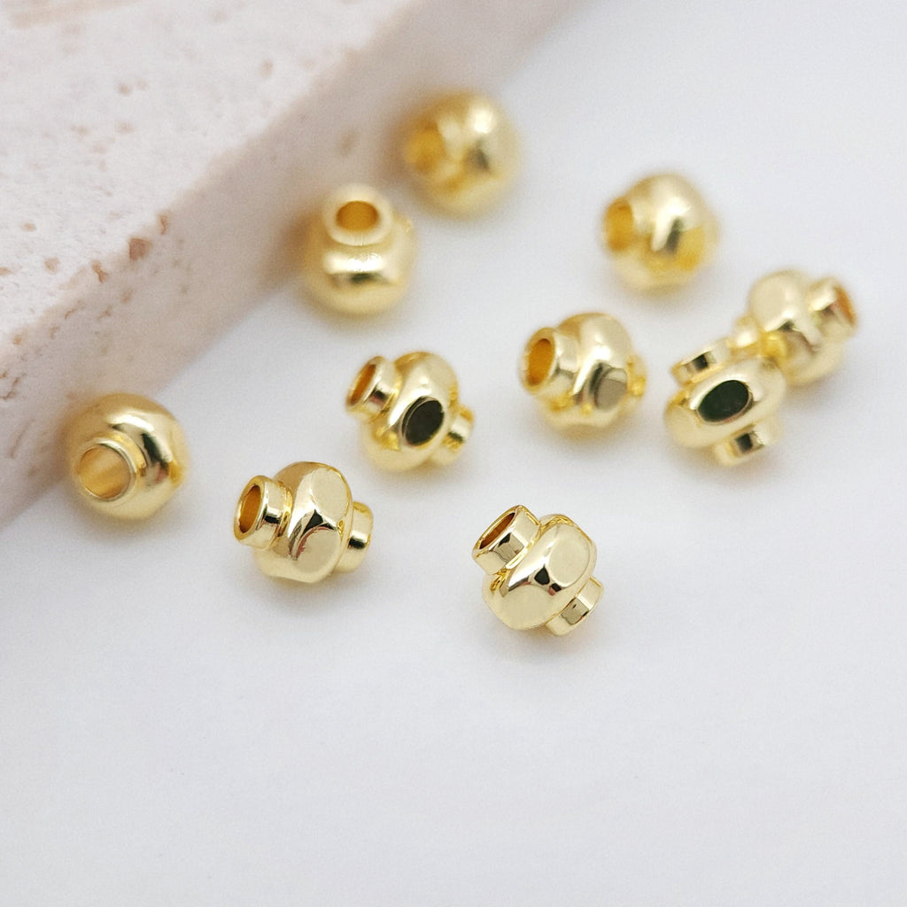 10PCS- 5mm Gold Spacer Beads, 18K Gold Plated , Dainty Bracelet Necklace Making Beads, Jewelry Finding S223