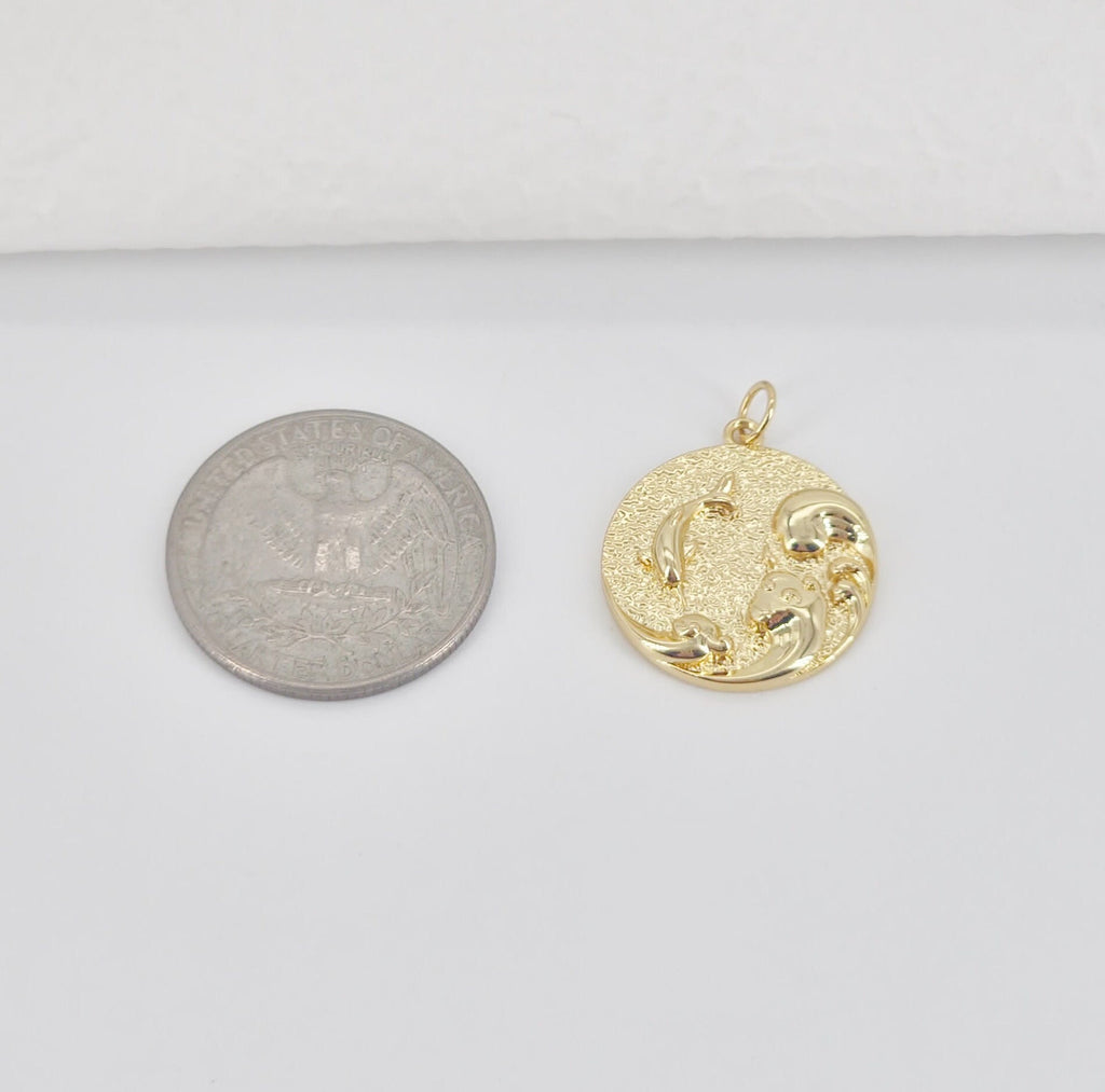 Ocean Pendant, Countryside Night, 18k Gold Plated Charm, Charm for Bracelet Necklace Earring Making