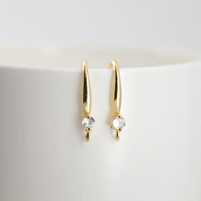 Load image into Gallery viewer, 18K Gold Plated Ear Wires, Round Cubic Pave Earring Hooks, Nickel Free, Fish Hooks, Ear Wires for Jewelry Making D0142