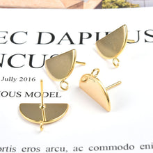 Load image into Gallery viewer, 10pcs Gold Semicircle Earring Post With Loop, S925 Silver Needle Nickel Free Earrings, Ear Stud Loop, Hypoallergenic Earring Findings Z068