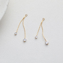 Load image into Gallery viewer, Gold Chain Tassel Pendant, CZ Pave Chain Charm, Cubic Zirconia, 18K Gold Plated Earring Chain Pendant, Earring Findings JG041