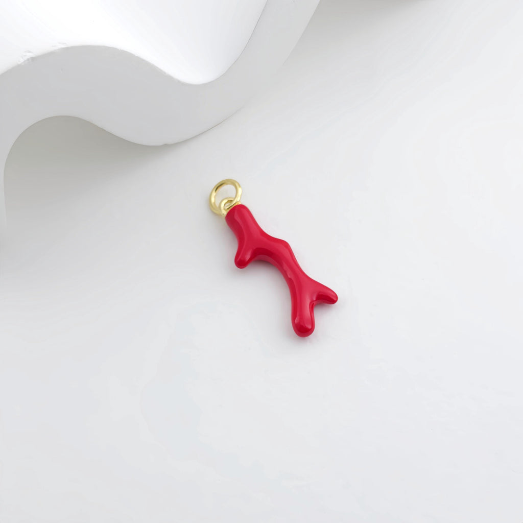 Enamel Marine Life Charms, Coral Pendant, Gold Plated Charms, Bracelet Making, Jewelry Findings S1293