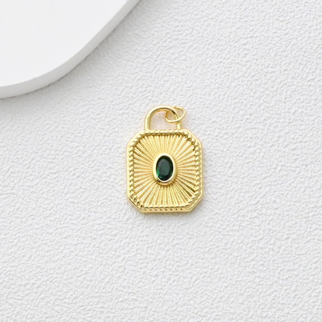 Pleated Square Pendant, Oval Pendant, Cross Heart Charms, Pave CZ, 18K Gold Plated, For Necklace Making, Jewelry Findings S1355