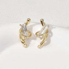 Load image into Gallery viewer, Irregular Pave CZ Earring Post, 14K Gold/Silver Plated,  S925 Silver Pin Nickel Free Earrings, Hypoallergenic Earring Findings LL222